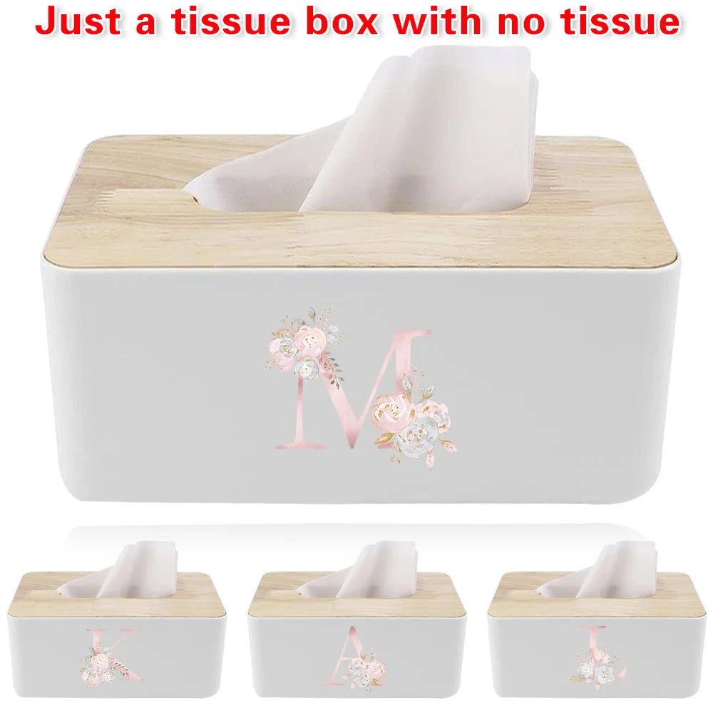 boîte mouchoirs bois blanc fleurs roses décoration maison moderne minimaliste porte serviette