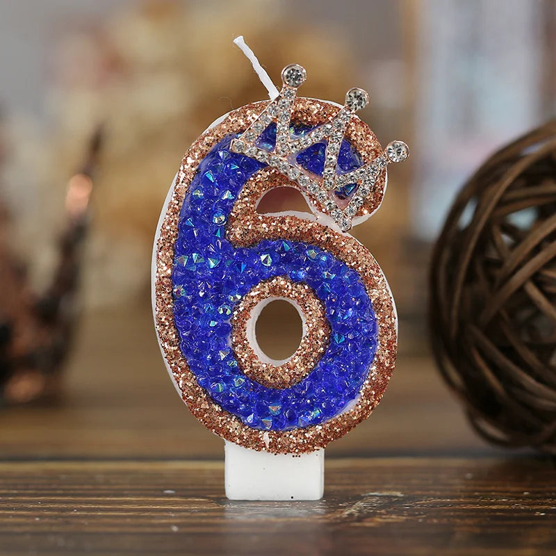 bougies forme chiffre anniversaire blanches bleues strass dorés festives
