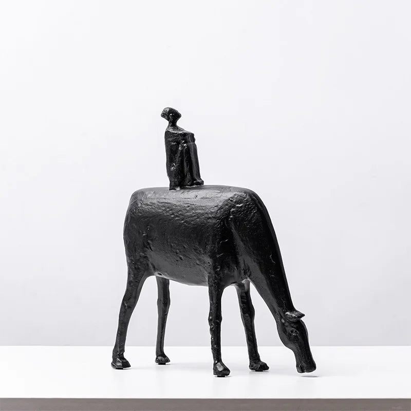 sculptures abstraites résine noir buffle figure humaine décoration intérieure moderne salon porche minimaliste