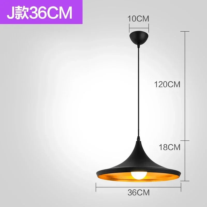 lampe suspension industrielle métal noir doré rétro moderne éclairage intérieur restaurant bar loft
