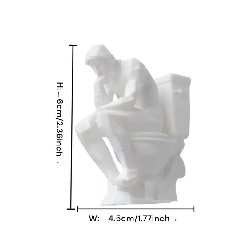 statue humoristique penseur assis toilettes blanc artistique parodie