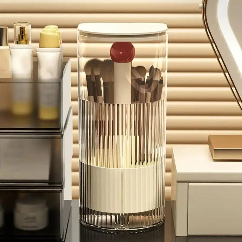 organisateur pinceaux maquillage transparent noir rayures moderne adhésif brosse éponge cosmétique rangement