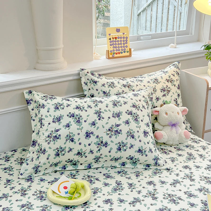 taies d'oreiller fleurées ensemble literie classique oreiller drap plat ours rose doux
