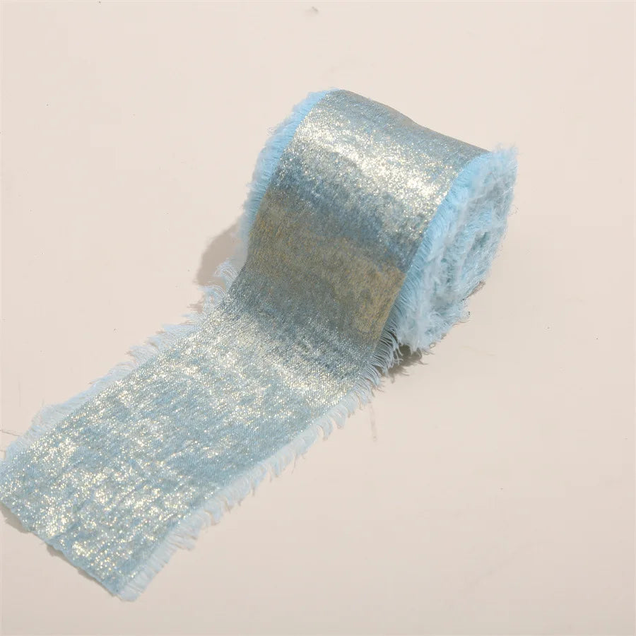 ruban satiné bord effiloché 5mètres polyester largeur 4.5cm couleurs rose rouge gris noir bleu