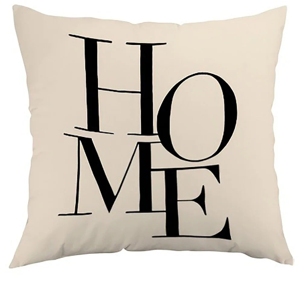 taies d'oreiller jacquard géométriques moderne non toxique 45x45cm polyester coton beige noir motifs textes