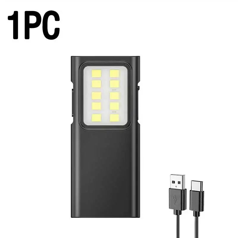 lampe poche rechargeable led portable clip noir cordon usb camping travail moderne