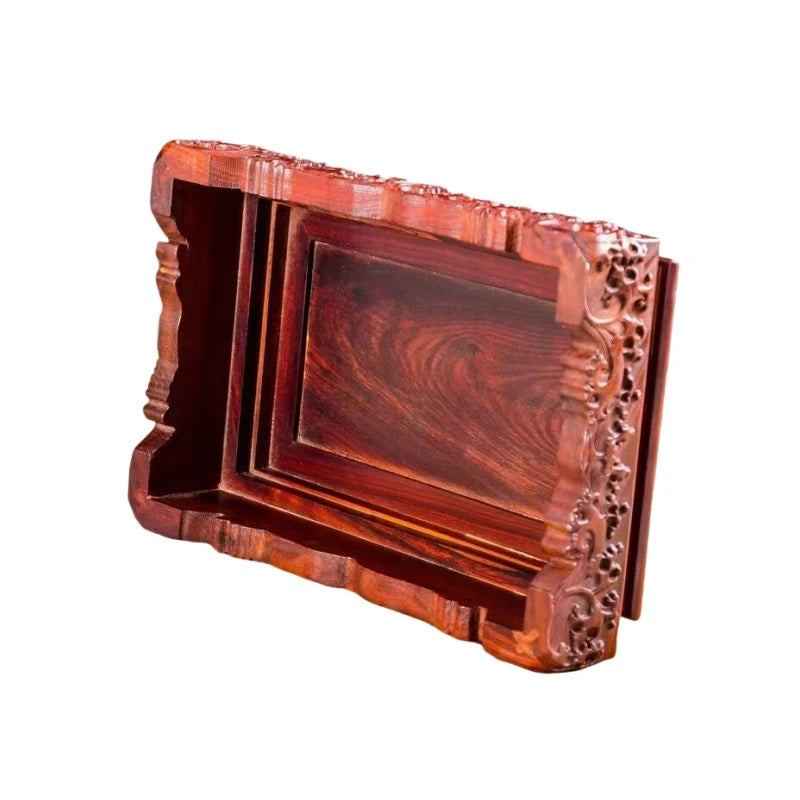 support bonsaï bois sculpté classique rouge brun figurines vases fleurs étagère japon traditionnel