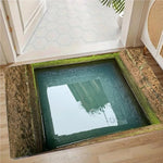 tapis sol 3d moderne bleu gris crocodile grotte eau antidérapant résistant extérieur 40x60cm