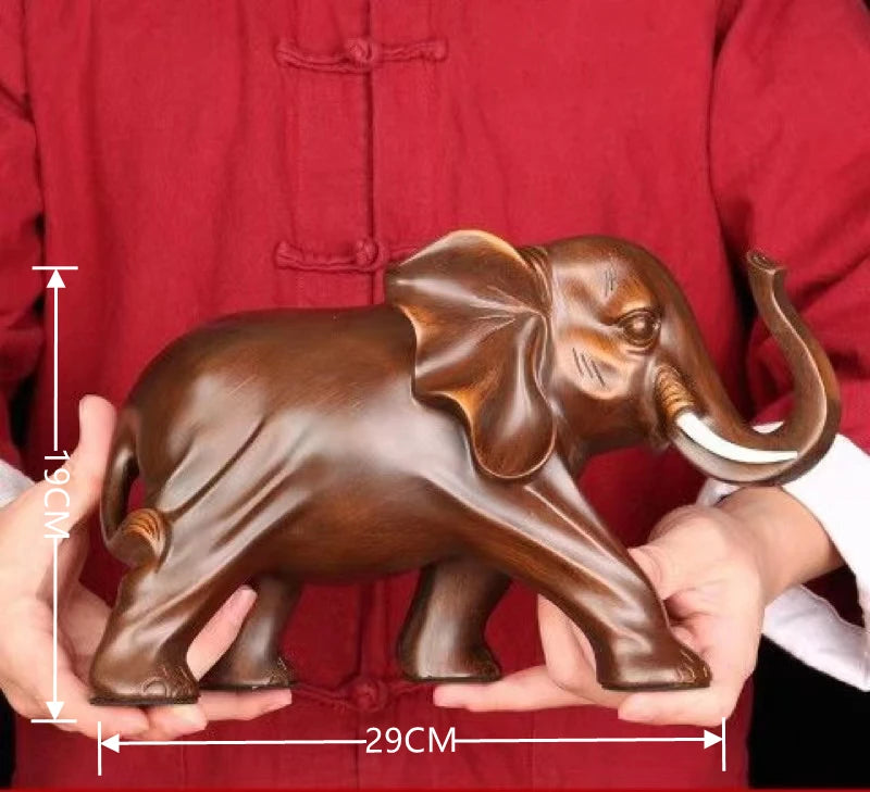 statuette éléphant résine marron foncé sculptée relief décorative maison réaliste