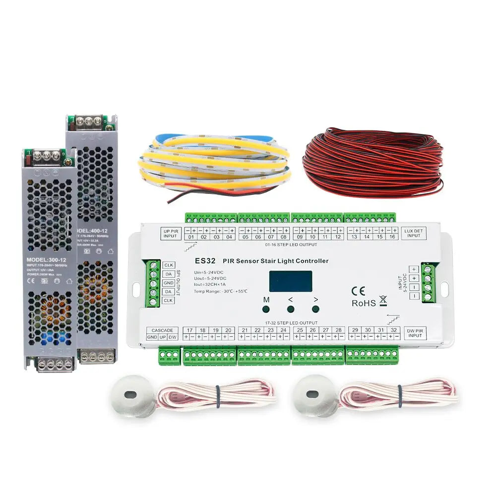 contrôleur éclairage escalier capteur pir led blanc moderne facile 768w puissance