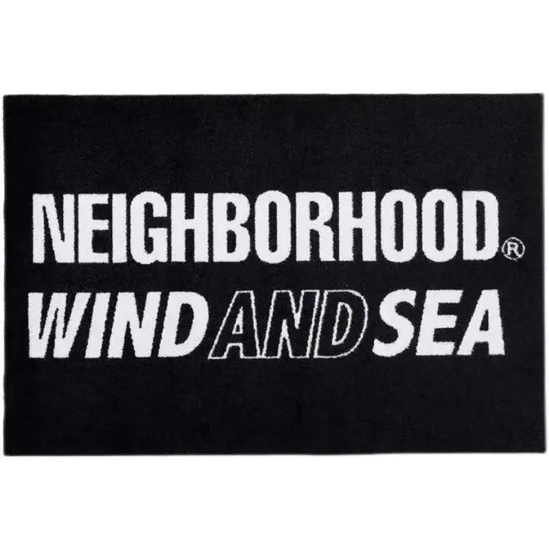 tapis moderne noir imprimé blanc texte océan entrée résistant décoloration polyester 100x150cm