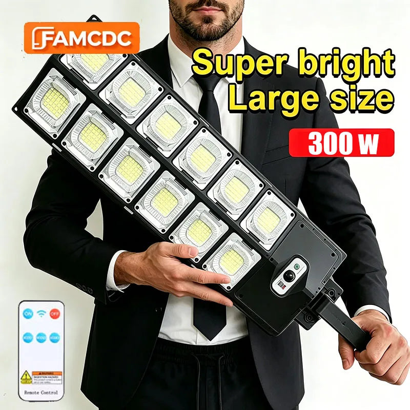 lampadaire solaire détecteur mouvement 18 leds moderne noir jaune télécommande ip65 abs