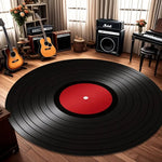 tapis rond moderne mandala vinyle noir rouge orange gris blanc antidérapant salon chambre