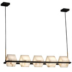 suspension lumineuse moderne marbre noir blanc or rose fixée câbles chambre salon