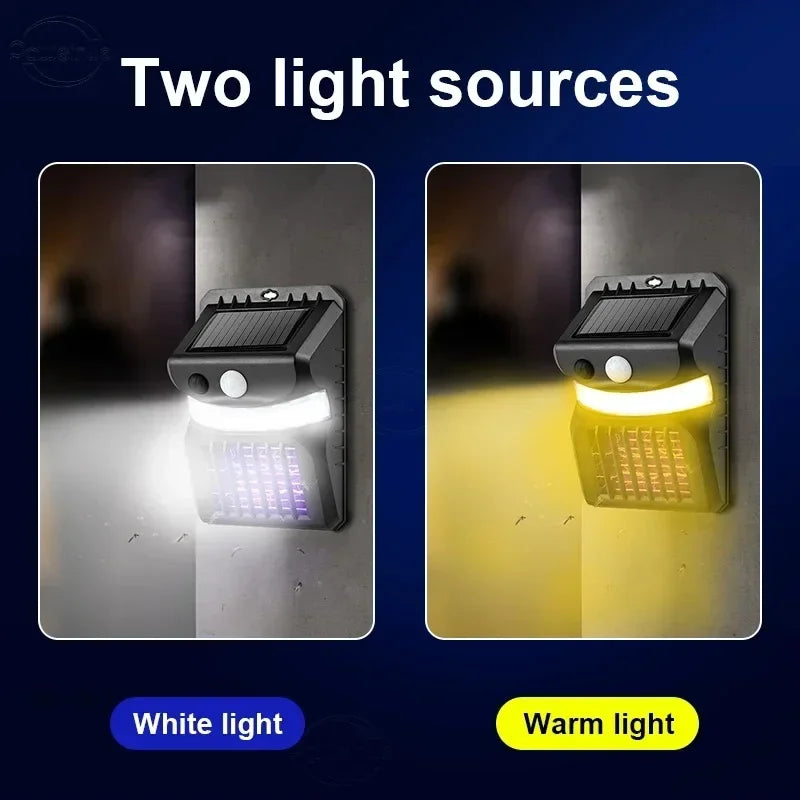lampe anti moustiques solaire led noire capteur mouvement mode nuit vacances moderne pratique