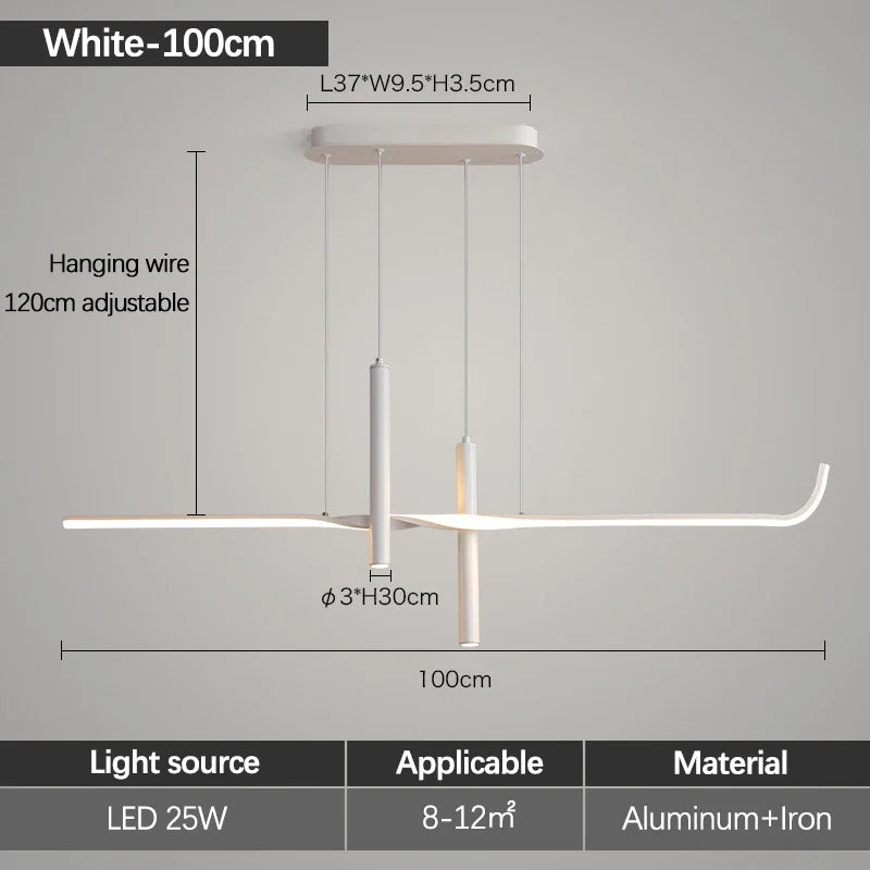 suspension lumineuse moderne pendentif led noir blanc contemporain 120cm 90260v