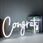 néon lumineux blanc congratulations moderne transparent chaîne câble électrique 76x28cm