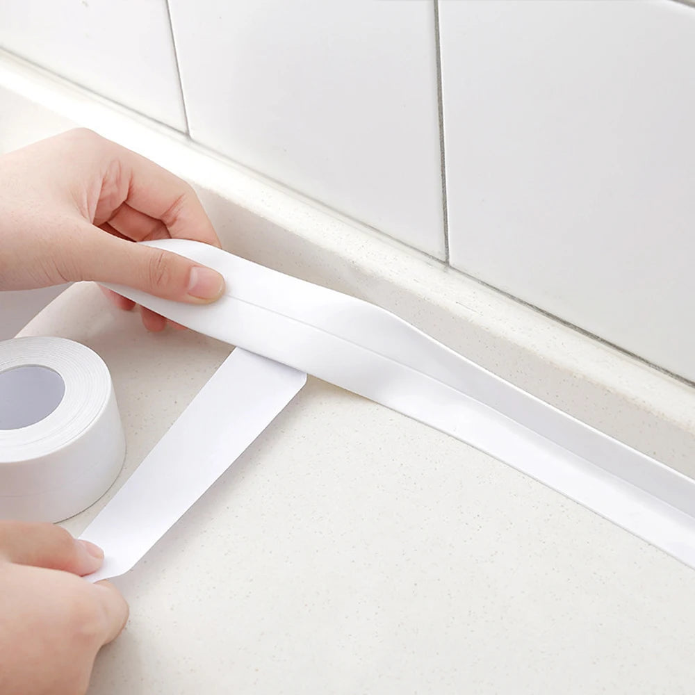 ruban joint autoadhésif pvc blanc imperméable salle bain cuisine toilette durable flexible installable
