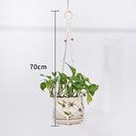 support plante suspendue macramé boho rotin blanc sculpté main decoration maison balcon jardin anneau