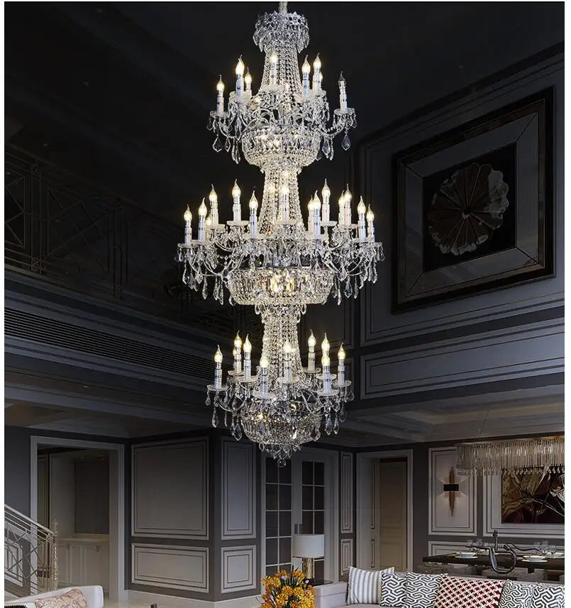 lustre doré cristal strass classique transparent salon chambre restaurant villa