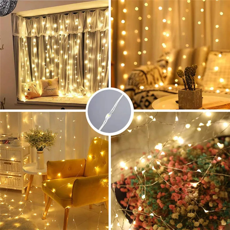 guirlande lumineuse led blanc chaud points lumineux réguliers moderne clips télécommande câble usb vacances