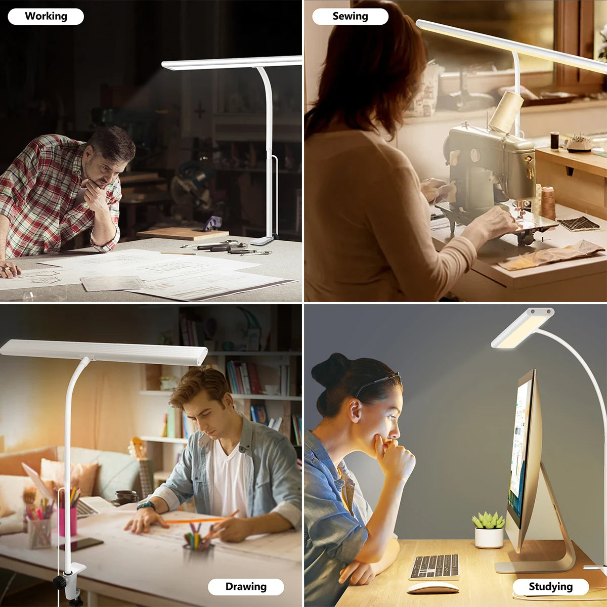 lampe led flexible réglable noir blanc moderne minimaliste interrupteur bouton poussoir