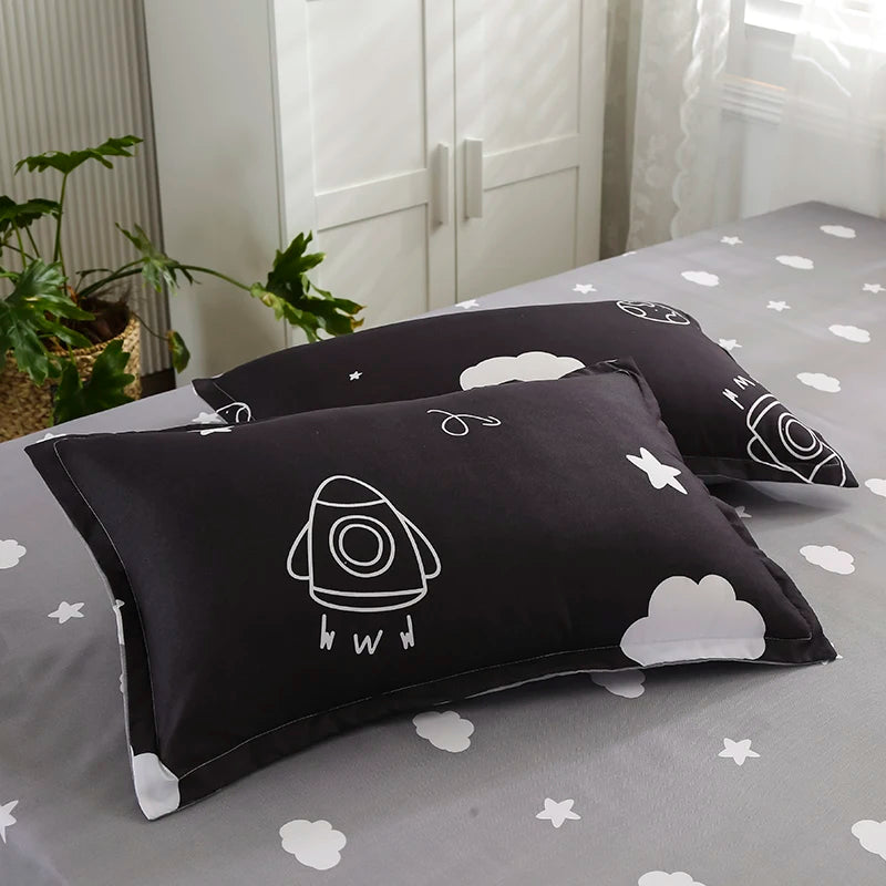 taies d'oreiller rectangulaires motif géométrique carreaux gris moderne 100% polyester 48x74cm enveloppe double inclusion