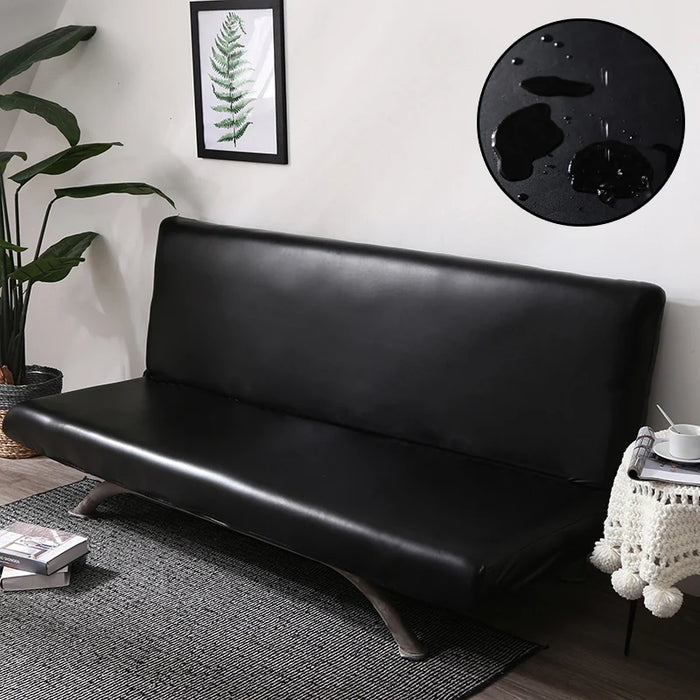 Housse pour canapé clic clac en cuir synthétique noir extensible