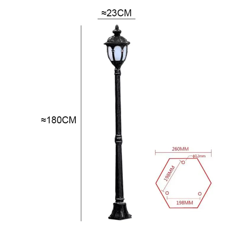 lampe rue or noir vintage classique éclairage public ip65 led moderne aluminiumextérieur