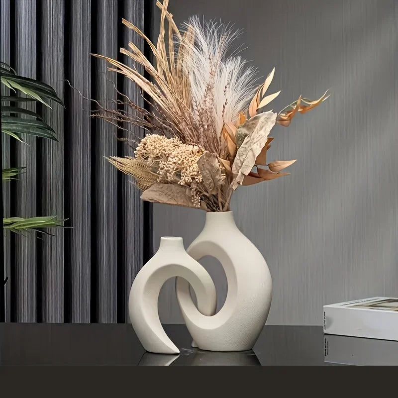 vases modernes blancs lisses opaques décoration intérieure fleurs séchées plastique qualité supérieure