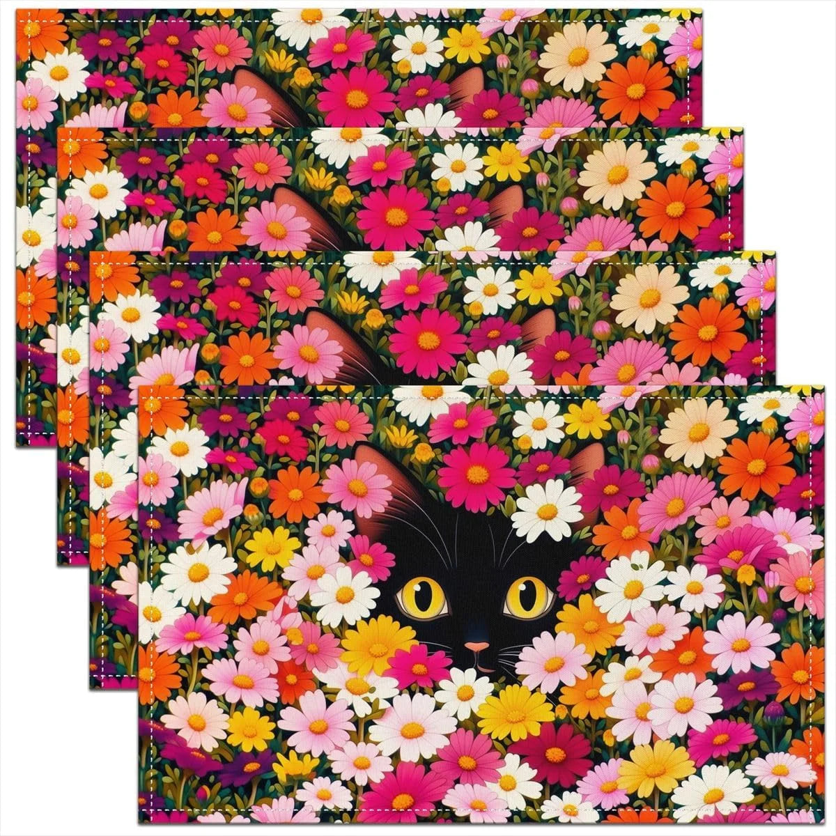 serviettes table chatons colorés lin respectueux environnement gris clair beige illustrations kawaii