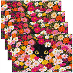 serviettes table chatons colorés lin respectueux environnement gris clair beige illustrations kawaii