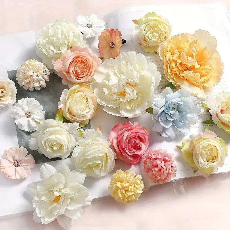 fleurs artificielles pivoine rose blanche décoration mariage anniversaire intérieur scrapbooking table garland