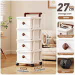 meuble rangement tiroirs roues blanc moderne rayures grises