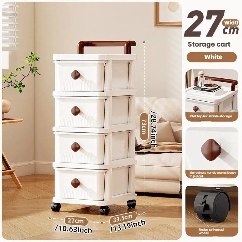 meuble rangement tiroirs roues blanc moderne rayures grises