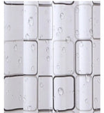 rideau douche géométrique blanc gris moderne anneaux fixation opaquant éva