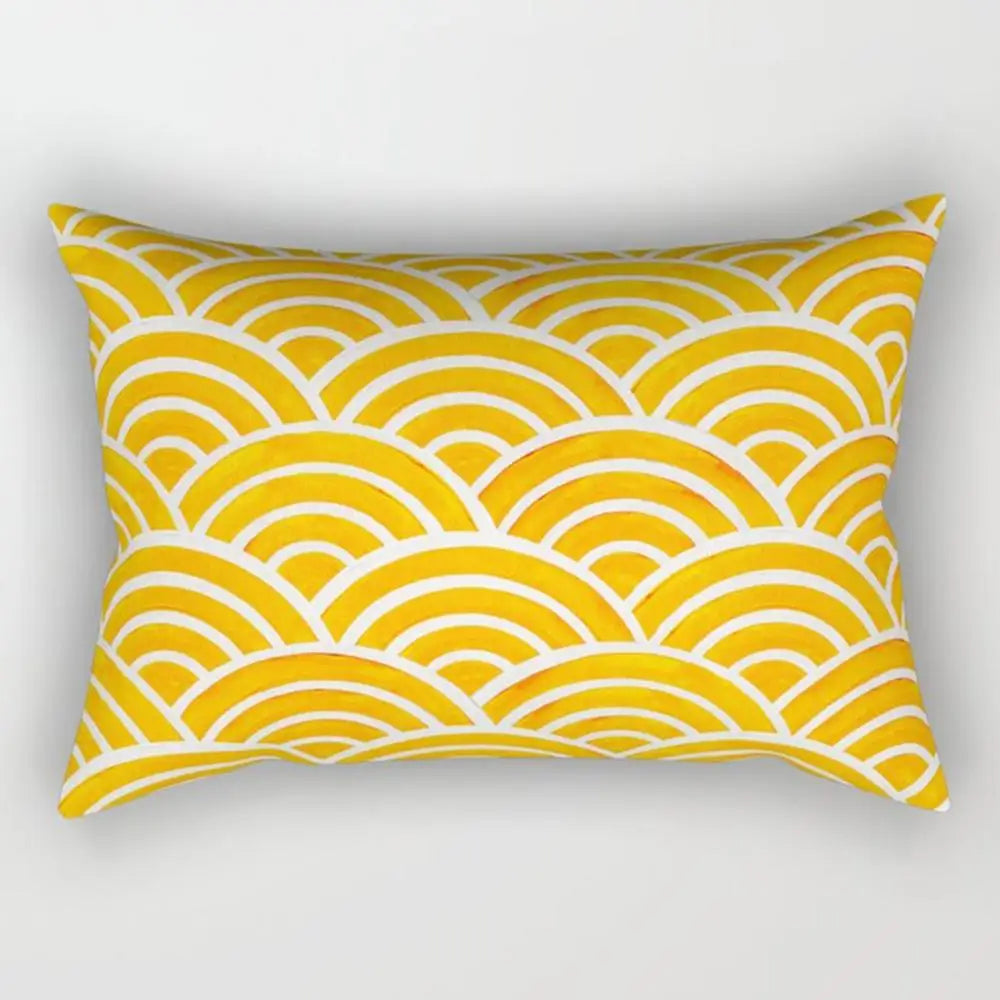 taie d'oreiller rectangulaire jaune clair motif géométrique moderne housse coussin canapé coton 30x50cm