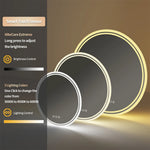 miroir rond lumineux moderne éclairé led blanc gris doré aluminium salle bain