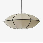 suspension moderne tissu blanc motif géométrique opaque chambre salon lumière led pendentif