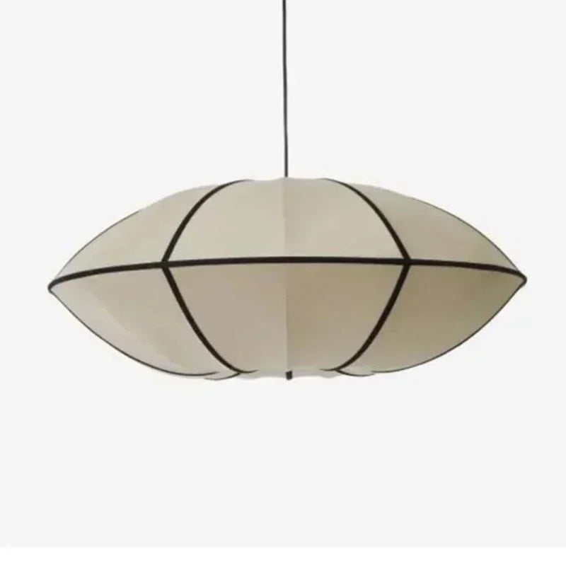 suspension moderne tissu blanc motif géométrique opaque chambre salon lumière led pendentif