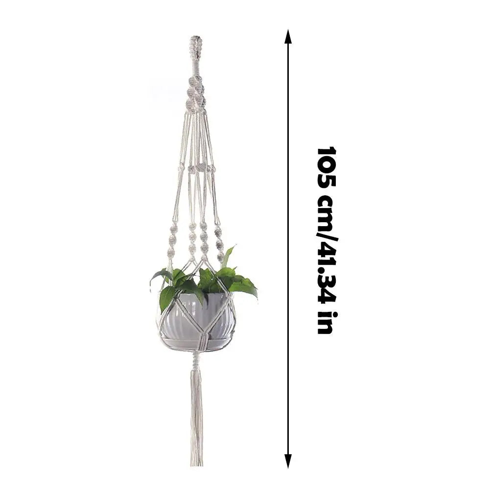 sac plante suspendu macramé blanc boho artisanal pot fleurs blanc