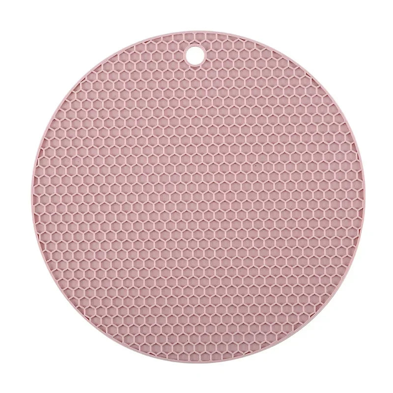 tapis silicone nid d'abeille rond carré antidérapant bleu rose gris vert moderne cuisine