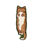 tapis chat poilu marron blanc vert noir ludique chambre enfant 40x120cm