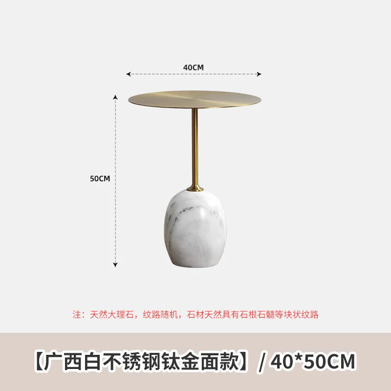 table d'appoint moderne marbre blanc veines grises pied central salon chambre