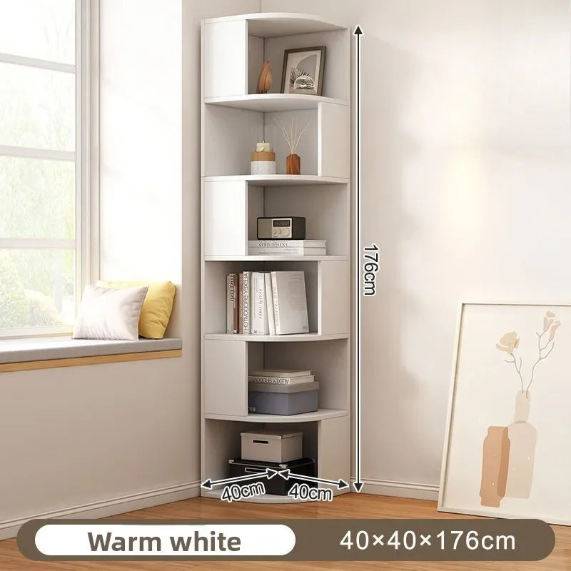 étagère d'angle bois chêne clair moderne adhésive multi fonction rangement livres objets décoration 150cm
