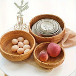 paniers rotin tissage traditionnel marron clair rustique naturel rangement décoration maison cuisine