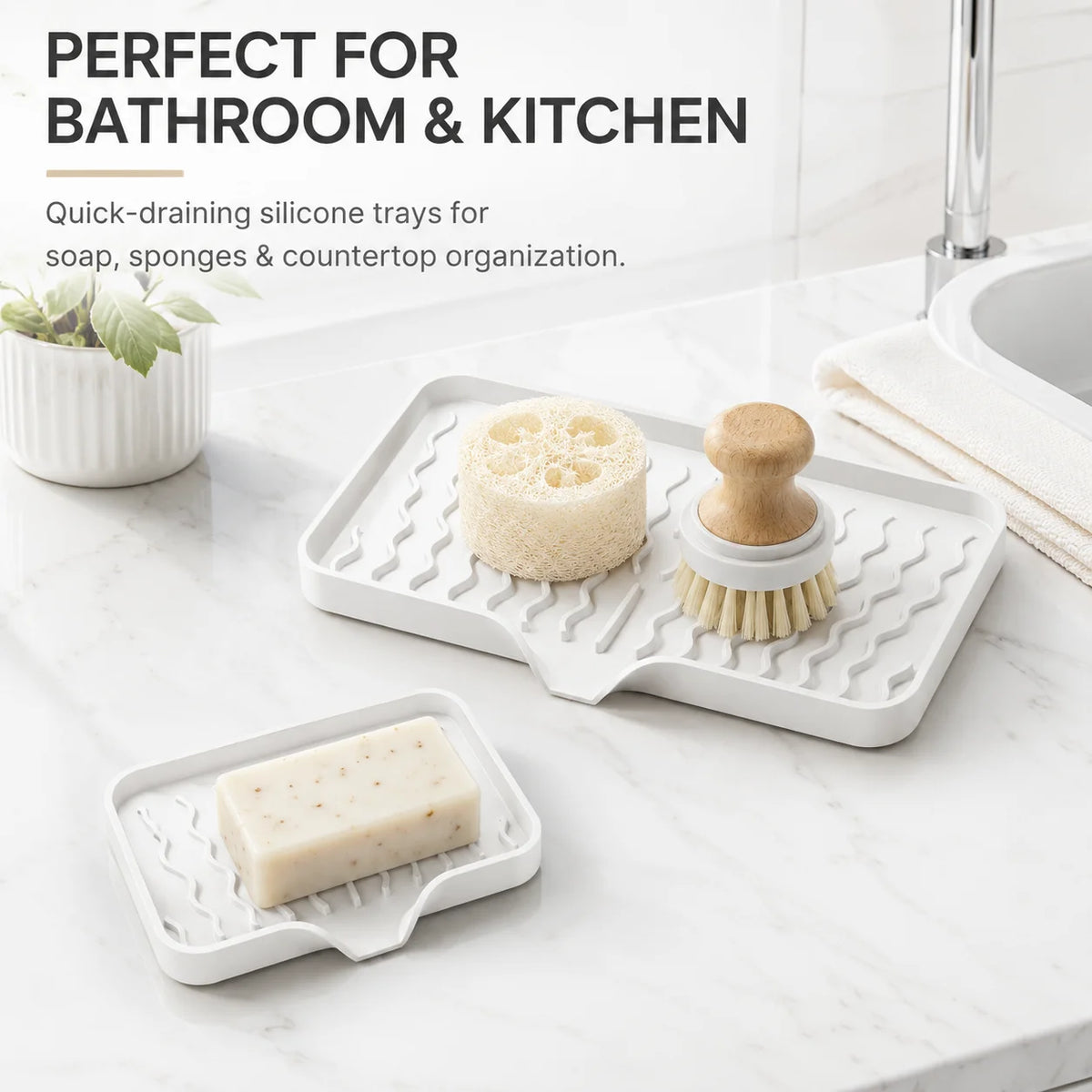 set plateaux savon silicone gris vert rayures modernes pratique auto drainants