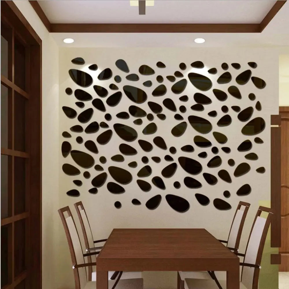 sticker mural moderne 12 pièces forme ovale noir or argent adhésif vinyle décoration intérieure