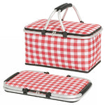 panier pique nique pliable vichy jaune blanc rouge plateau intégral couvercle fermeture éclair alimentos