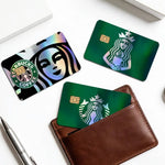 autocollants carte bancaire effet laser logo starbucks vert noir holographique anti rayures